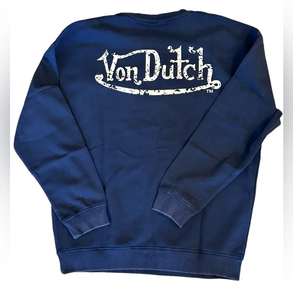 Von Dutch NWT Terry Crew Sweatshirt NAVY size MEDIUM - Picture 3 of 6